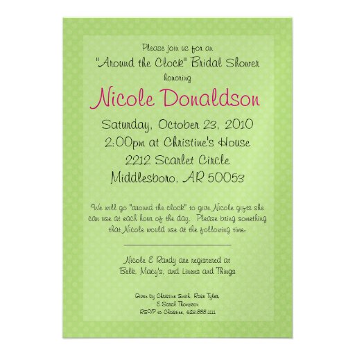 "Around the Clock" Bridal Shower Invitation