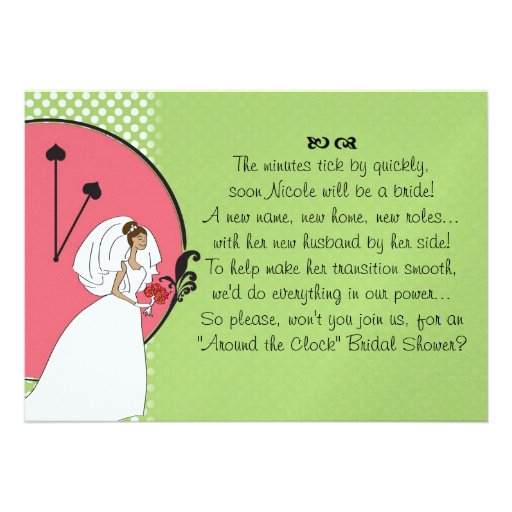 "Around the Clock" Bridal Shower Invitation (front side)