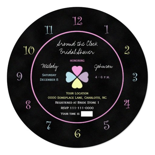 Around the Clock Bridal Shower Invitation Chalk Zazzle