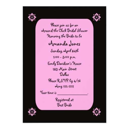 Around the Clock Bridal Shower Invitation -- Pink