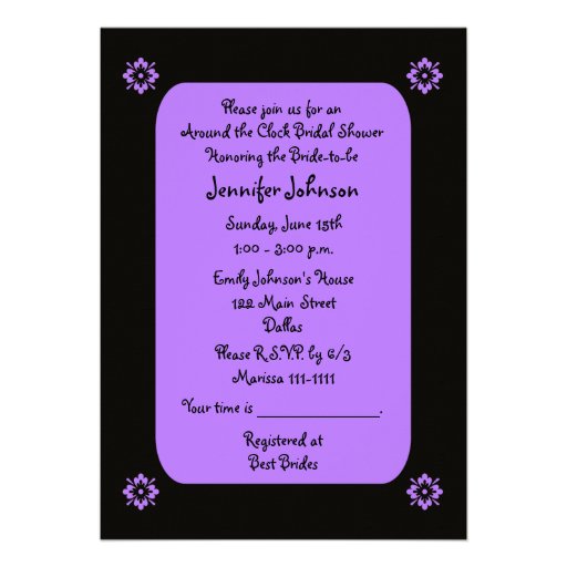 Around the Clock Bridal Shower Invitation - Violet