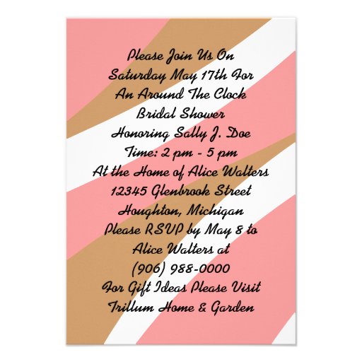 Around The Clock Neapolitan Ribbons Bridal Shower Custom Announcement