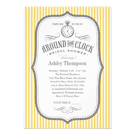 Personalized Around The Clock Wedding Shower Invitations 