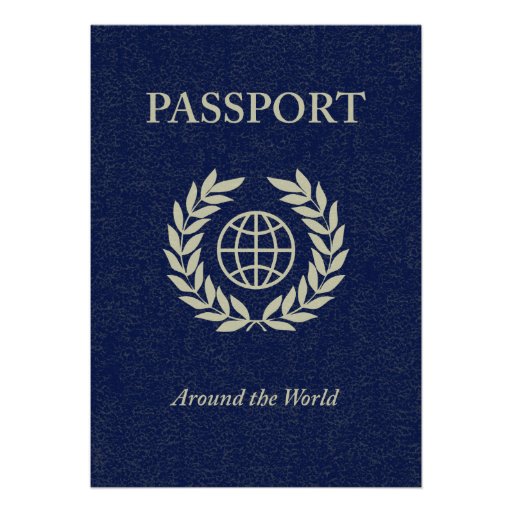 around the world : passport custom invitations
