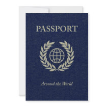 around the world : passport custom invitations