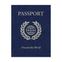 around the world : passport postcard