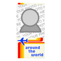 around the world : retro plane picture card