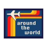 around the world : retro stripes postcards