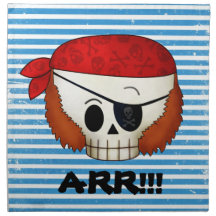 Arr Old School Pirate Skull Napkin