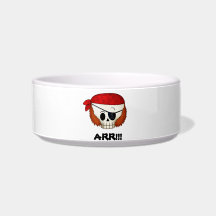 Arr Old School Pirate Skull Pet Food Bowl