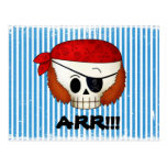 Arr Old School Pirate Skull Postcard