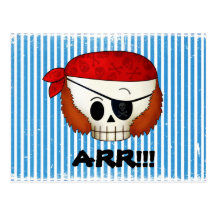 Arr Old School Pirate Skull Postcard
