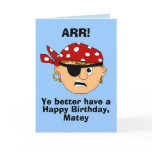 Arr Pirate Boy Funny Birthday Card Template