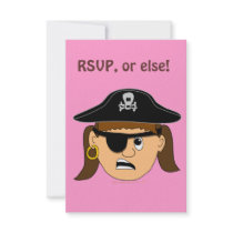 Arr Pirate Girl Cute Customizable Kid Pirate Stuff Invitations