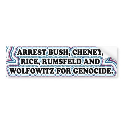 ARREST BUSH for GENOCIDE Bumper Stickers by gregvan