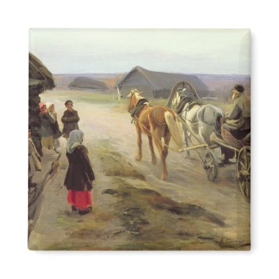Arrival of a School-Mistress in the Country Fridge Magnet by bridgemanart