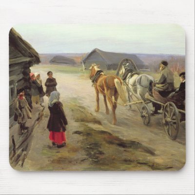 Arrival of a School-Mistress in the Country Mousepad by bridgemanart