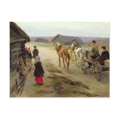 Arrival of a School-Mistress in the Country Post Cards by bridgemanart