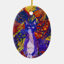 Arriving - Wild Party in Red, Yellow & Blue Christmas Tree Ornaments