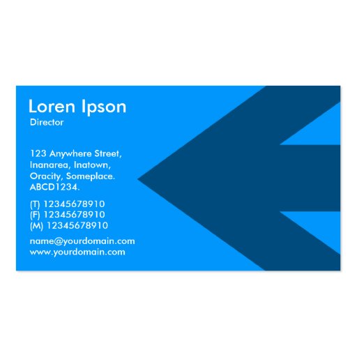 Arrow - Blue 0099FF Business Card Template (back side)