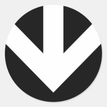 arrow down. color customizable. round stickers
