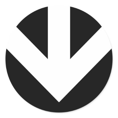 arrow down. color customizable. round stickers by asyrum