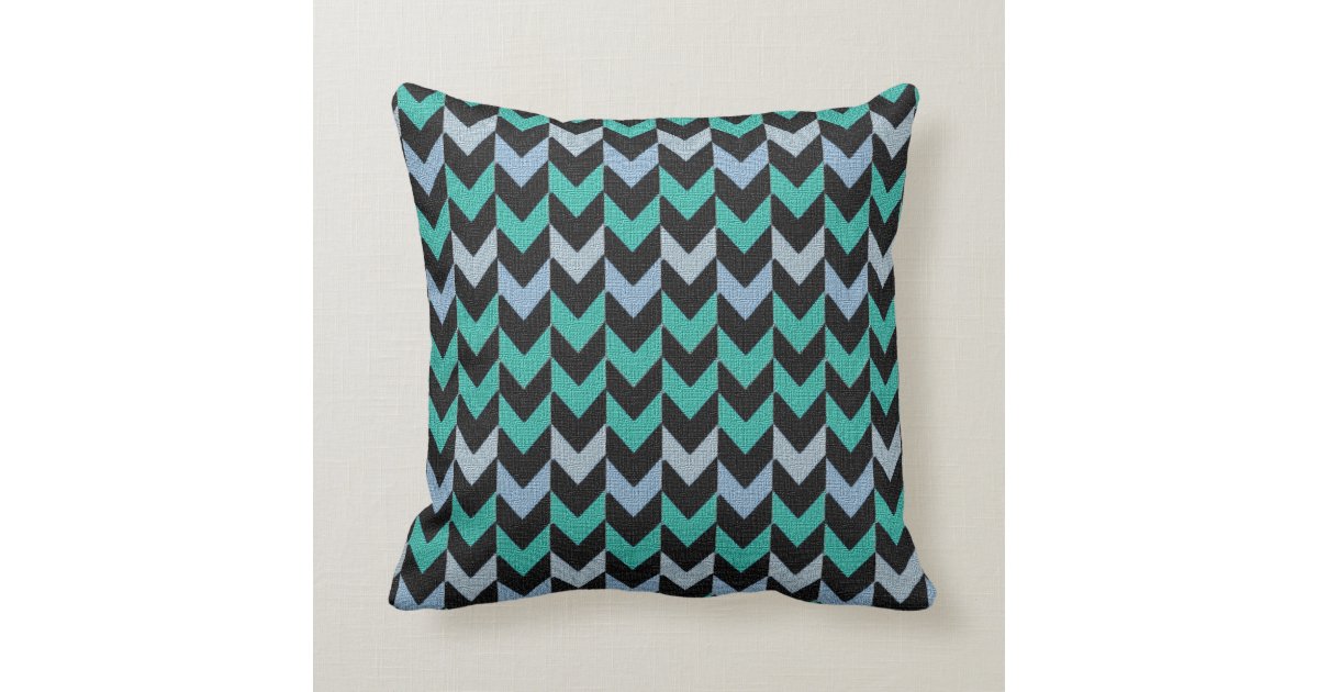 Arrow Down Pattern Teal, Blue, Black Throw Pillow Zazzle