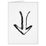 Arrow Pointing Down. Black and White. Card