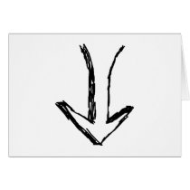 Arrow Pointing Down. Black and White. Card