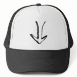 Arrow Pointing Down. Black and White. Mesh Hat