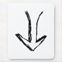 Arrow Pointing Down. Black and White. Mousepad