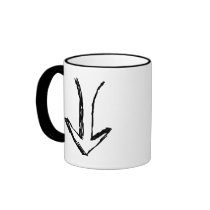 Arrow Pointing Down. Black and White. Mug