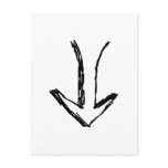 Arrow Pointing Down. Black and White. Postcard