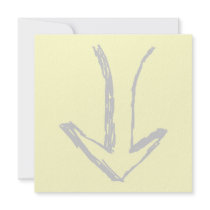 Arrow Pointing Down Gray and Cream. Personalized Invitation
