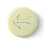 Arrow Pointing Left. Gray and Cream. Pinback Button
