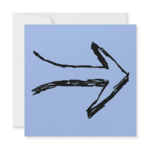 Arrow Pointing Right, Black and Blue. Personalized Invitation