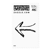 Arrow Pointing to the Left. Black. Postage Stamp