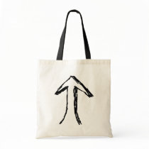 Arrow Pointing Up. Black and White. Canvas Bags
