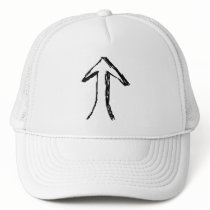 Arrow Pointing Up. Black and White. Trucker Hat