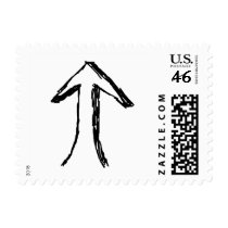 Arrow Pointing Up. Black and White. Postage Stamp