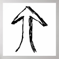 Arrow Pointing Up. Black and White. Posters