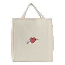 Arrow Through Heart Tote embroidered bags by silly_strings Arrow Through Heart Tote embroidered bags