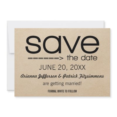 Arrow Typography Save the Date, Black Personalized Invite by Dynamic_Weddings