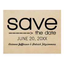 Arrow Typography Save the Date Postcard, Black postcards