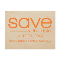 Arrow Typography Save the Date Postcard, Orange