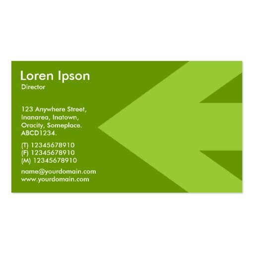 Arrow v3 (Martian Green) - Green 669900 Business Card Templates (back side)