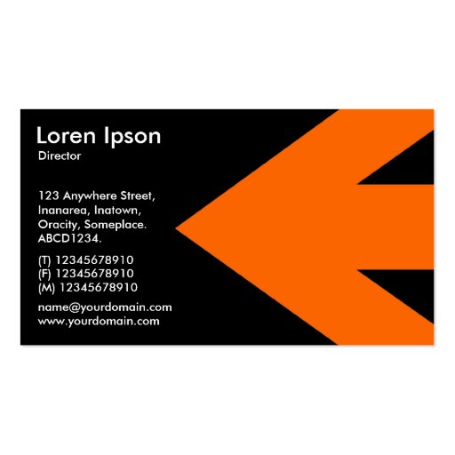 Arrow v3 (Orange) - Black Business Card (back side)
