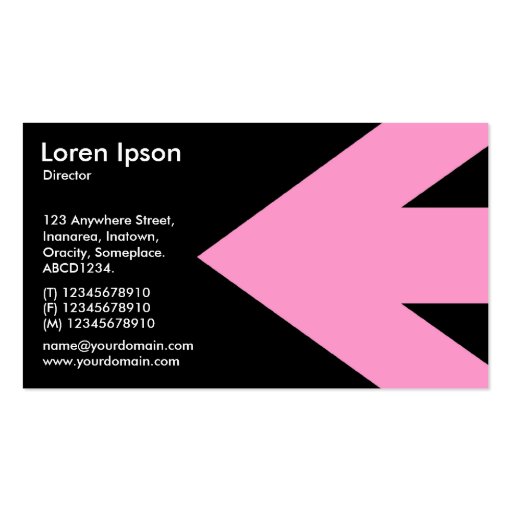 Arrow v3 (Pink) - Black Business Card Templates (back side)