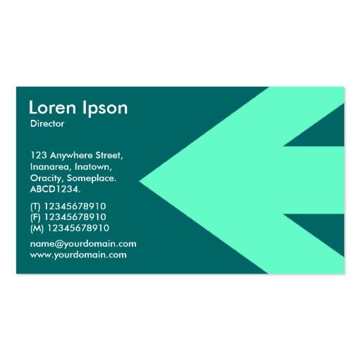 Arrow v3 (Turquoise) - Green 006666 Business Card Templates (back side)