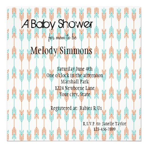 Arrows Baby Shower Personalized Invitation